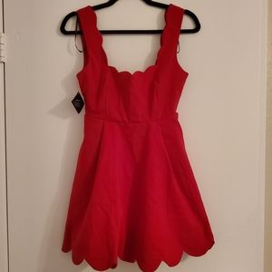 Nasty Gal Red Scalloped Mini Dress Size small